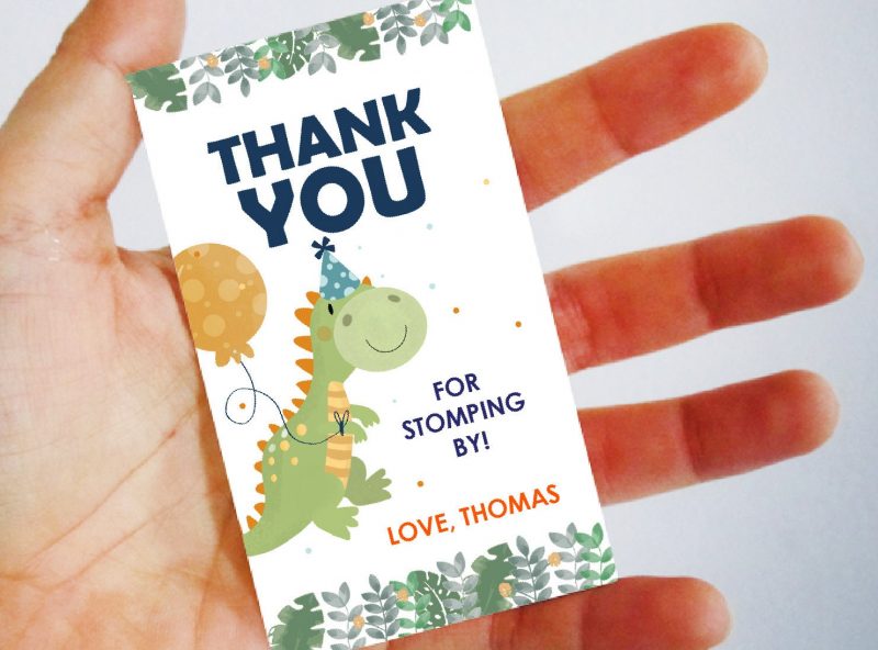Editable Thank You Dino Favor Tag | Printable Thank you for Stomping By Dinosaur Gift Tag Template | Birthday Label Template | PK08 | E564