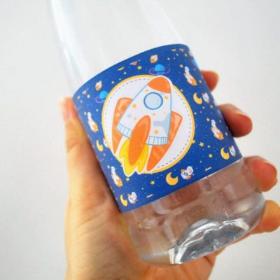 Space Birthday Water Bottle Labels | Printable Outer Space Rocket Labels | PK21 | E493