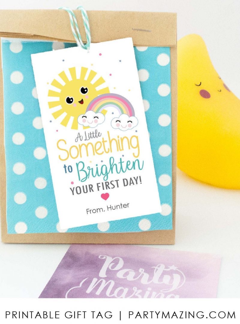 Sunny First Day Tag | Printable Appreciation Label | Back to School Gift Tag Template, Positive Gift, encouragement gift | PK24 | E553