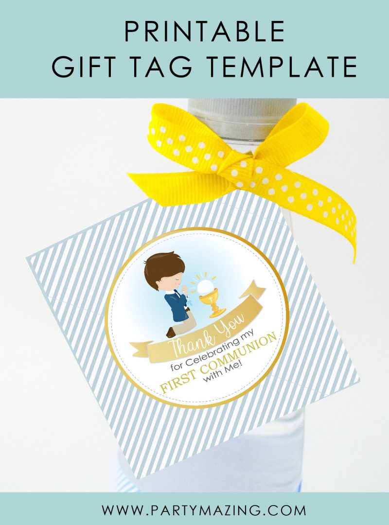 Boy First Communion Thank You Favor Tag | Modern Printable Party Favor Gift Tag | Little Boy Party Sticker | E520