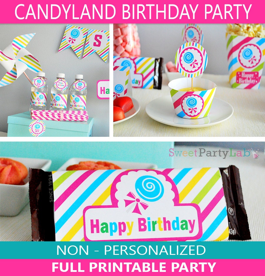 CandyLand Birthday Party Set | Printable Sweet Birthday | Express Party Package Set |  | PK05 | E021