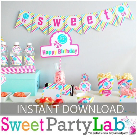 CandyLand Birthday Party Set | Printable Sweet Birthday | Express Party Package Set |  | PK05 | E021