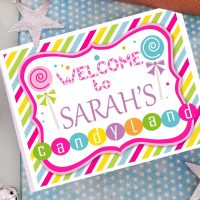 CandyLand Welcome Sign | Printable Party Sign | Candy Shoppe Birthday Sign | Rainbow Welcome Backyard Sign | PK05 | E076