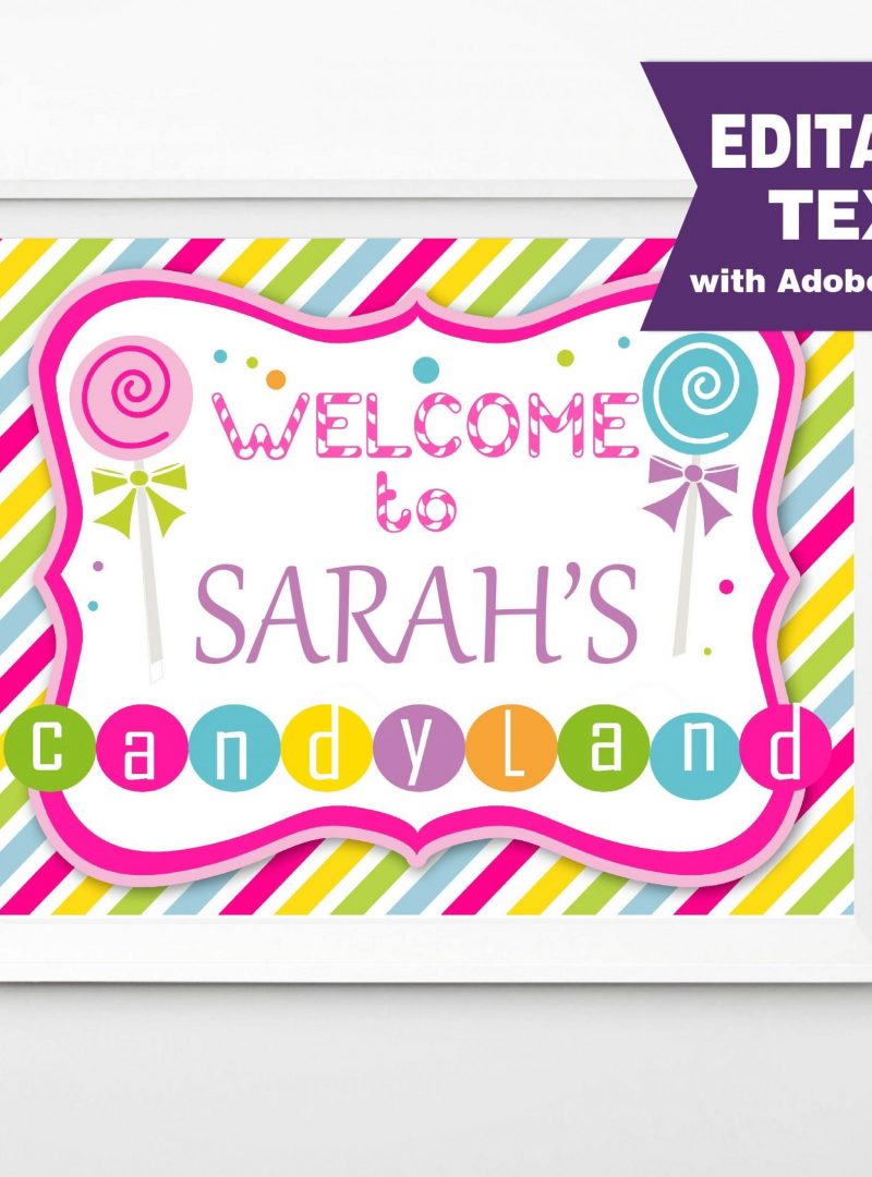 CandyLand Welcome Sign | Printable Party Sign | Candy Shoppe Birthday Sign | Rainbow Welcome Backyard Sign | PK05 | E076