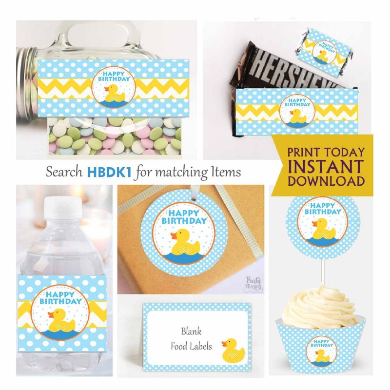 Little Ducky First Birthday Party Set Decor | Printable Rubber Duck Express Party Package Set | PK23 | E010