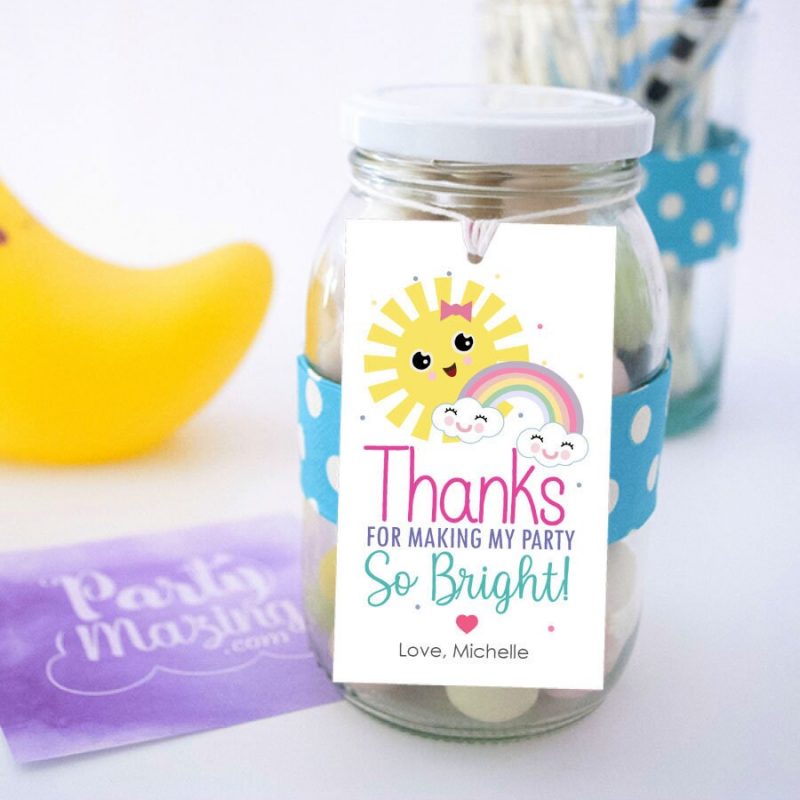 Little Sunshine Thank You Tag, Printable Summer Birthday Gift Tag Template | PK24 | E541