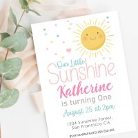 Our Little Sunshine Invitation | Sunny Girl Birthday Email, text or Whatsapp Invitation | Phone Digital Invitation PK24 | E574-1