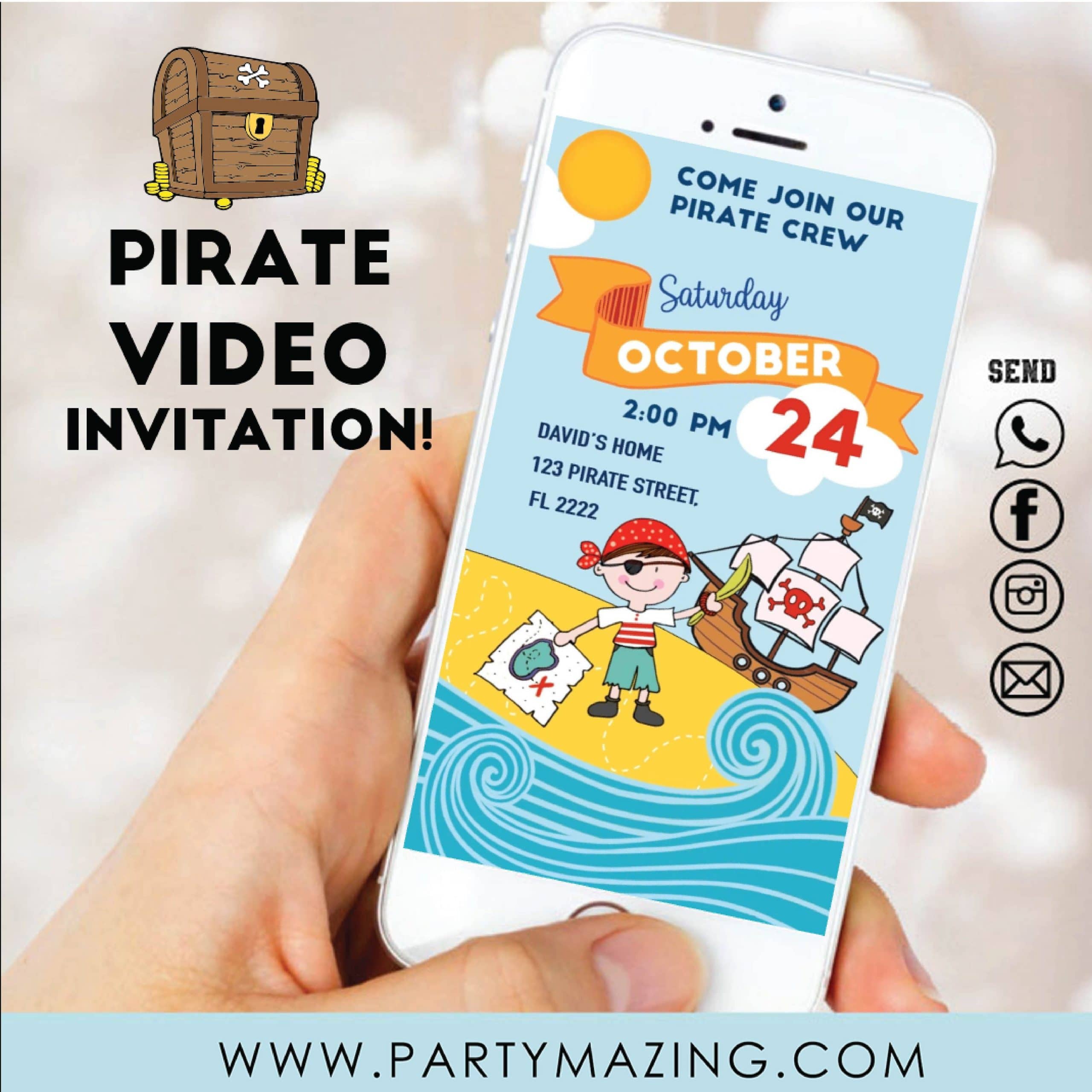 Pirate Animated Video Invitation E482 – Partymazing