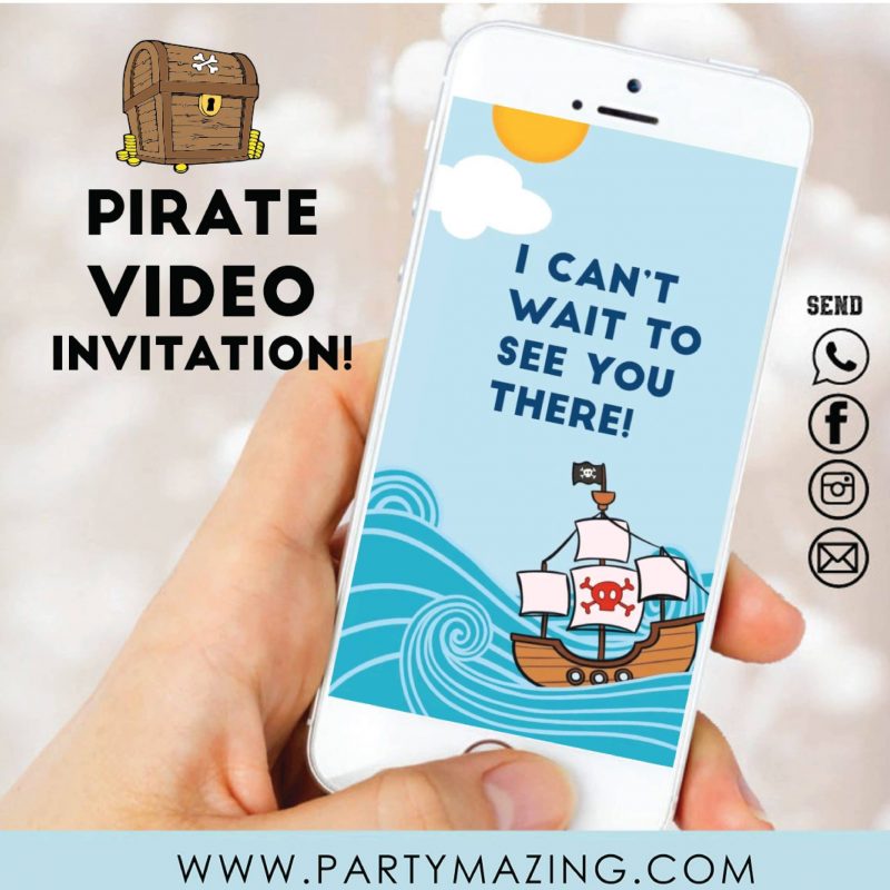 Pirate Video Invitation | Digital Animated Invitation | Toddler Invitation | PK16 | E482
