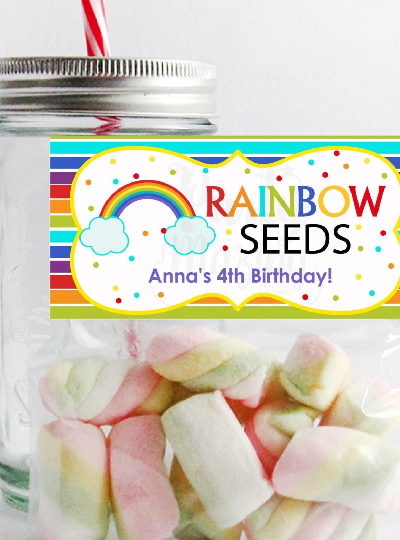 Raibow Bag Topper | Printable Rainbow Seeds Treat Bag Toppers | Editable Party Favors | PK05 | E031