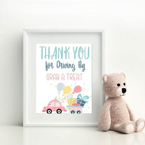 Thank you for Driving By Sign | Hand Drawn Printable Birthday Parade Sign 8x10| Thank You Treat Favor Sign | Quarantine Party | PK09 | E019