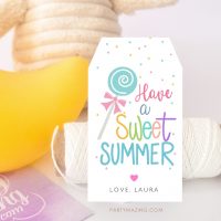 Sweet Summer Party Favor Tag | Lollipop Printable End of School Year and Friends Appreciation Label Template | E535
