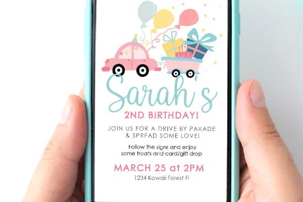 It has never been easier to invite your friends from 5-feet away and without spending extra on mailing, envelopes, or quick trips to the post office. Get your own party invitation, send it using email or your phone, and spend your time getting ready for the party!